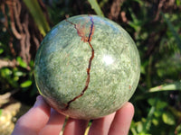 Polished Green Chrysoprase Spheres x 2 From Madagascar