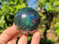 Polished Shattuckite with Malachite Spheres x 3 From Congo Free Forms x From Congo