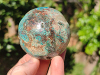 Polished Shattuckite with Malachite Spheres x 3 From Congo Free Forms x From Congo