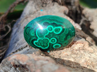 Hand Made Oval Flower Banded Malachite Cabochons x 19 From Congo