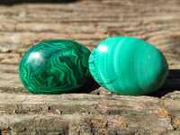 Hand Made Oval Flower Banded Malachite Cabochons x 19 From Congo