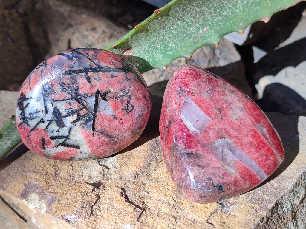 Polished Rhodonite Free Forms x 6 From Rhusinga, Zimbabwe - Toprock Gemstones and Minerals 