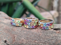 Polished 9 Carat Gold Plated Faceted Rings x 12 From Southern Africa