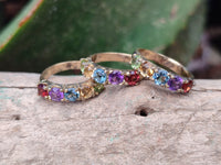 Polished 9 Carat Gold Plated Faceted Rings x 12 From Southern Africa