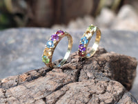 Polished 9 Carat Gold Plated Faceted Rings x 12 From Southern Africa