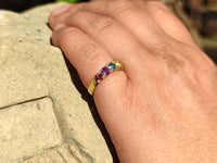 Polished 9 Carat Gold Plated Faceted Rings x 12 From Southern Africa