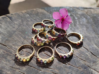 Polished 9 Carat Gold Plated Faceted Rings x 12 From Southern Africa