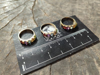 Polished 9 Carat Gold Plated Faceted Rings x 12 From Southern Africa