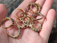 Polished 9 Carat Gold Plated Faceted Rings x 12 From Southern Africa
