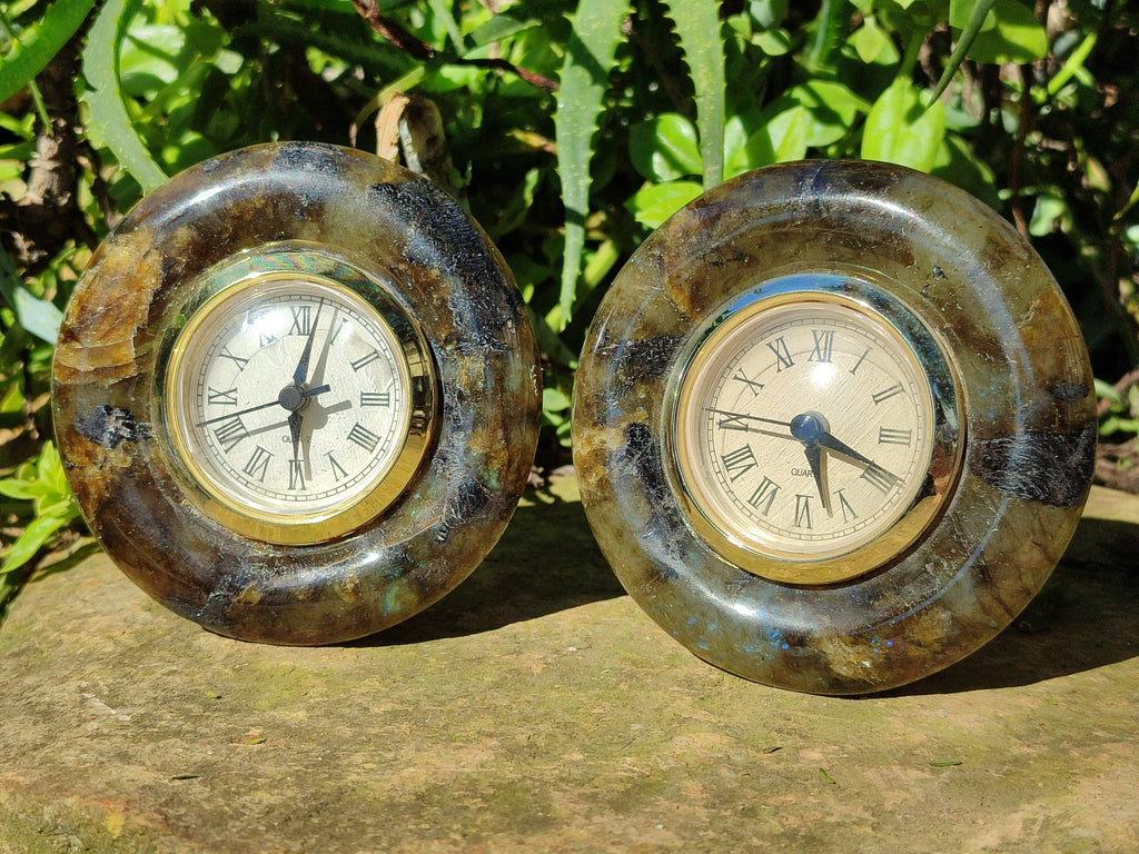 Polished Labradorite Alarm Clocks x 2 From Tulear, Madagascar - Toprock Gemstones and Minerals 
