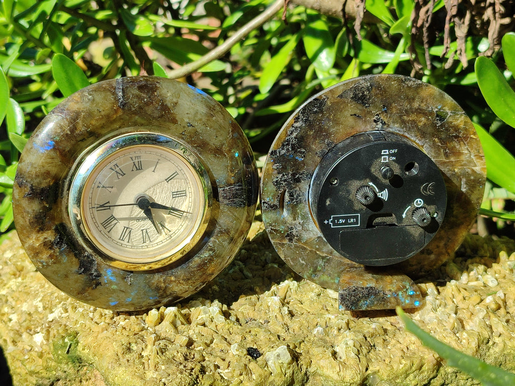 Polished Labradorite Alarm Clocks x 2 From Tulear, Madagascar - Toprock Gemstones and Minerals 