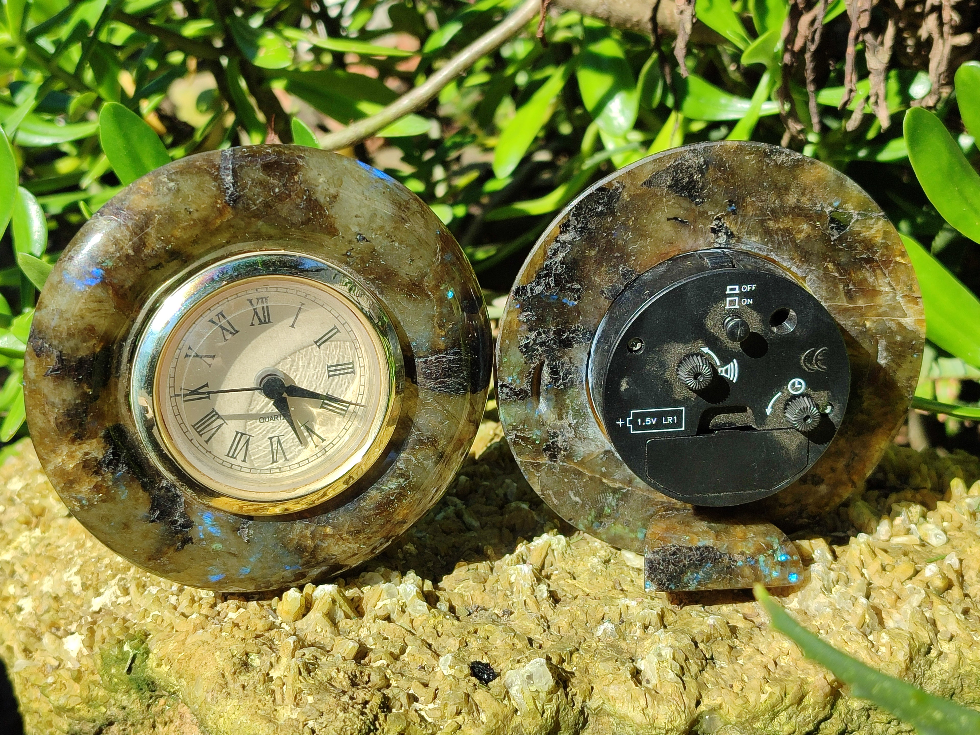 Polished Labradorite Alarm Clocks x 2 From Tulear, Madagascar - Toprock Gemstones and Minerals 
