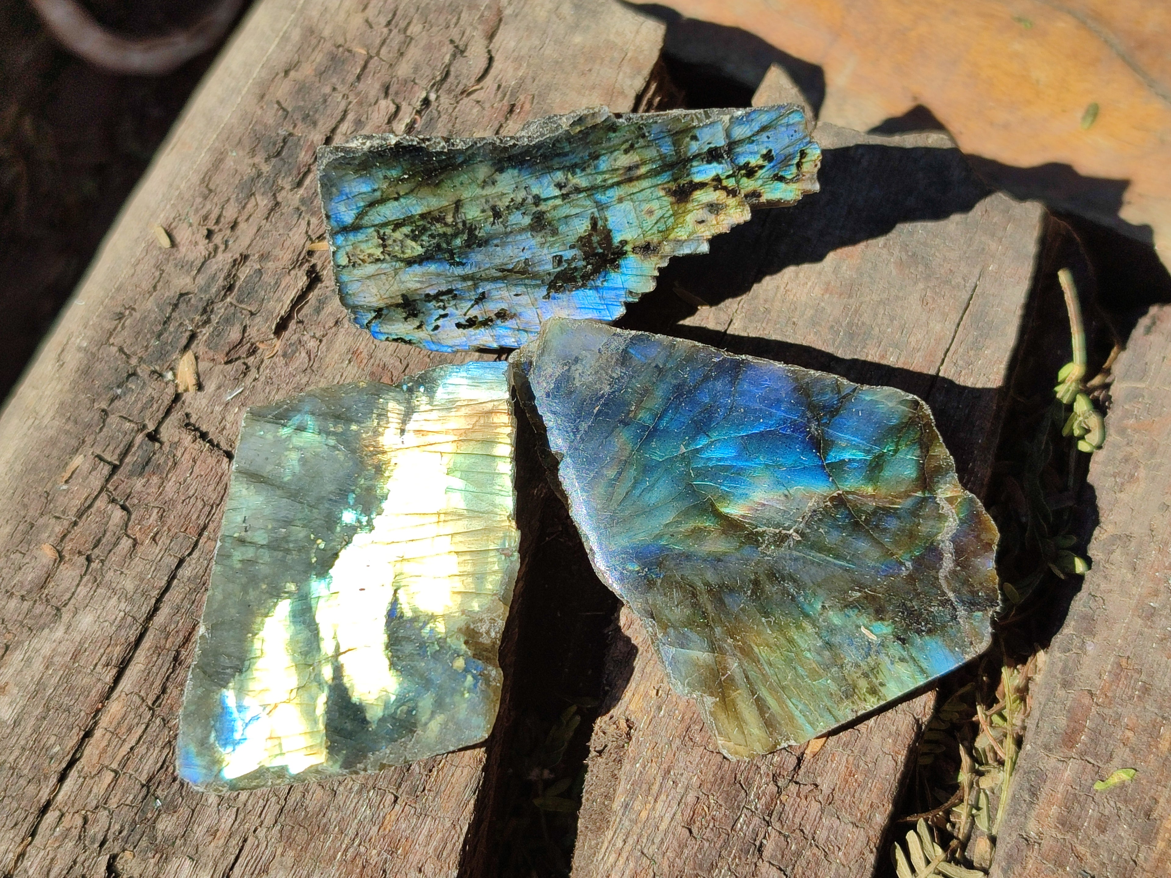 Polished On One Side Labradorite Plates x 35 From Tulear, Madagascar - Toprock Gemstones and Minerals 