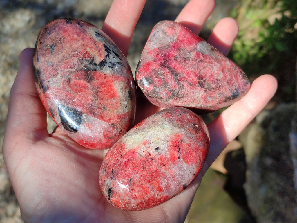 Polished Rhodonite Free Forms x 6 From Rhusinga, Zimbabwe - Toprock Gemstones and Minerals 