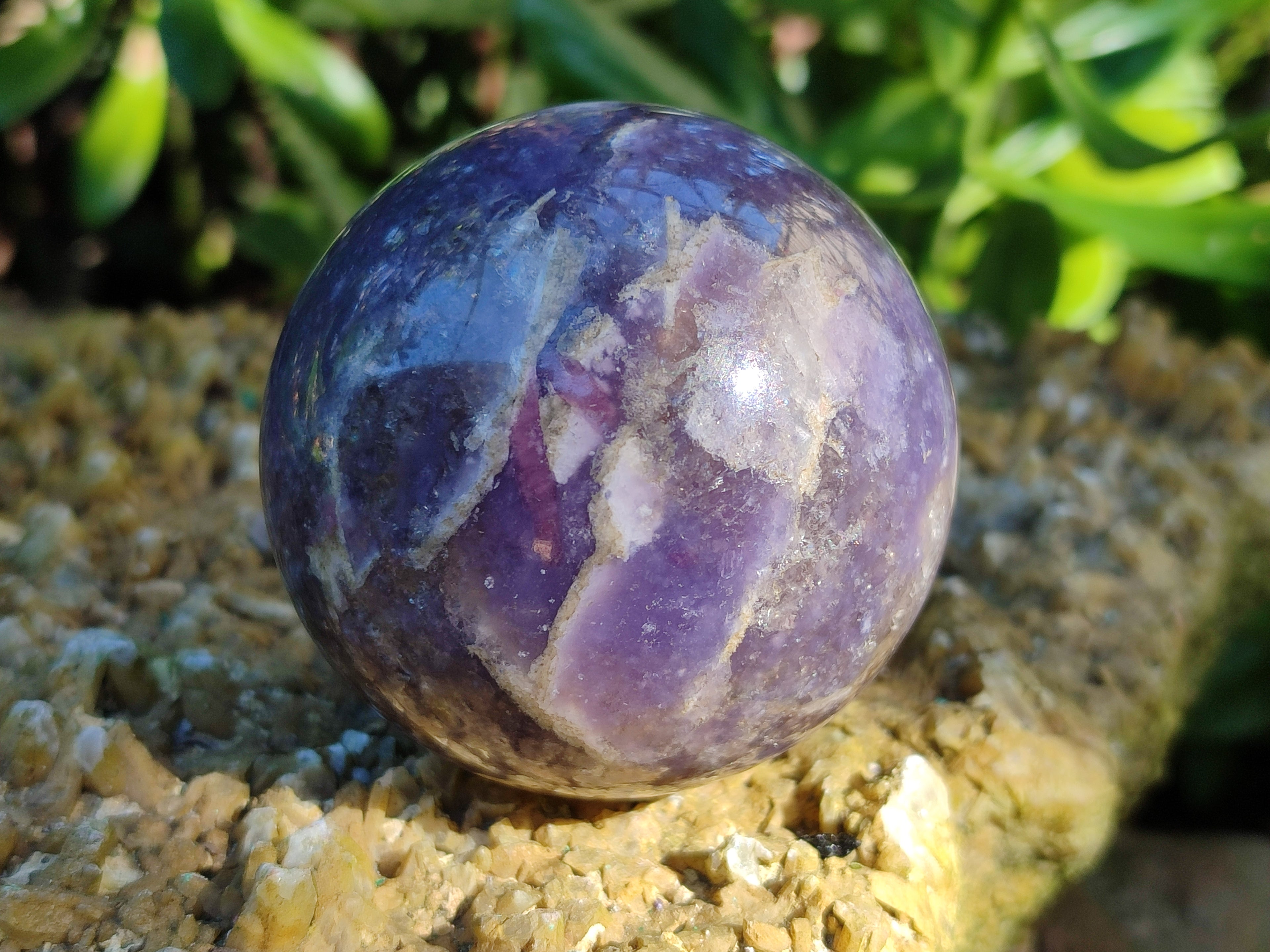 Polished Lepidolite with Pink Rubellite Spheres x 4 From Ambatondrazaka, Madagascar - Toprock Gemstones and Minerals 