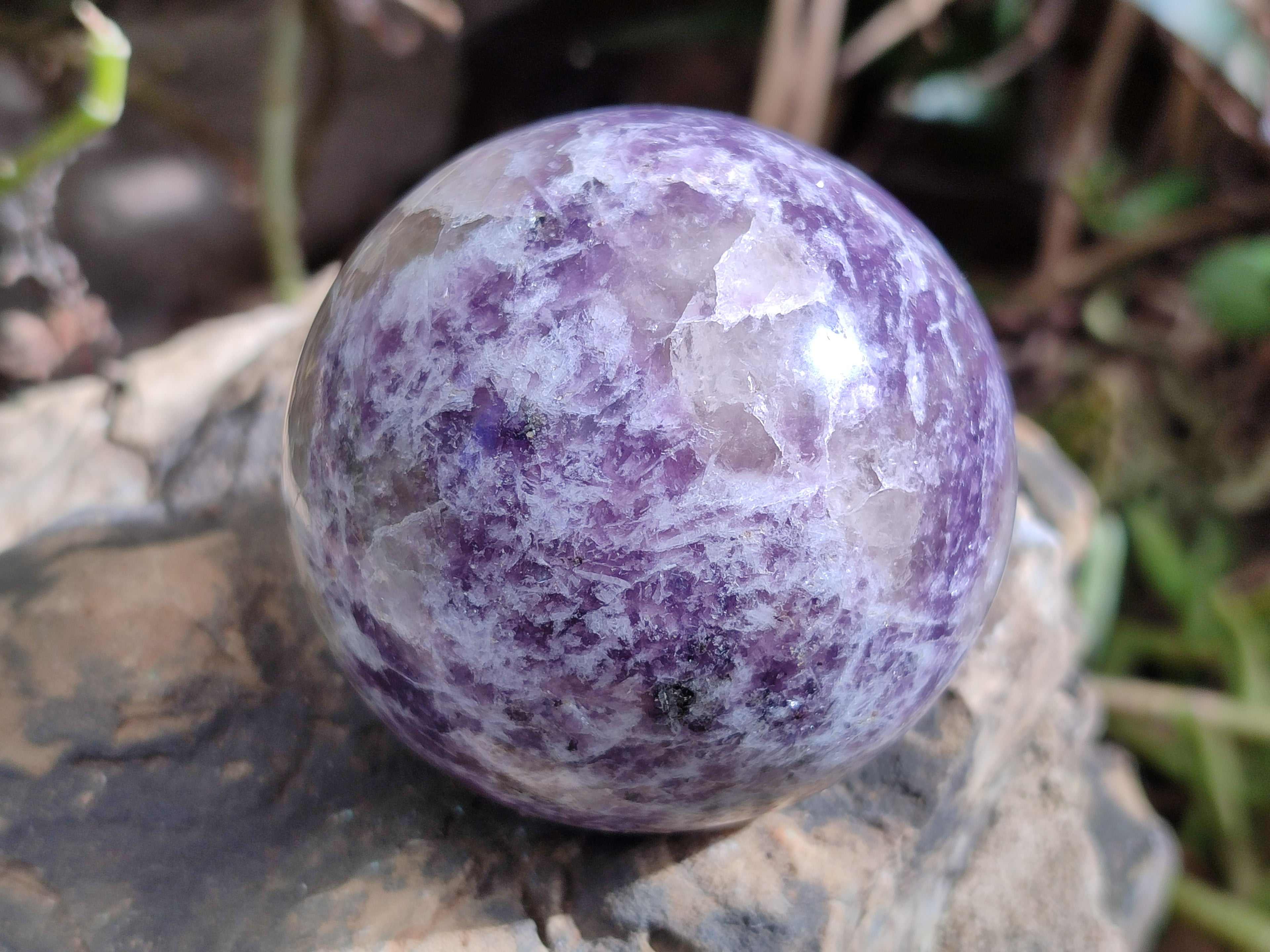 Polished Lepidolite with Pink Rubellite Spheres x 4 From Ambatondrazaka, Madagascar - Toprock Gemstones and Minerals 