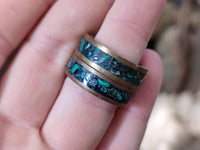 Hand Made Flower Banded Malachite Rings x 12 From Congo