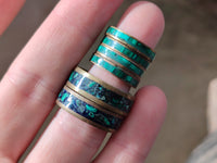 Hand Made Flower Banded Malachite Rings x 12 From Congo