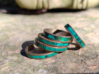 Hand Made Flower Banded Malachite Rings x 12 From Congo