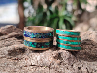 Hand Made Flower Banded Malachite Rings x 12 From Congo
