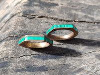 Hand Made Flower Banded Malachite Rings x 12 From Congo