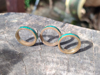 Hand Made Flower Banded Malachite Rings x 12 From Congo