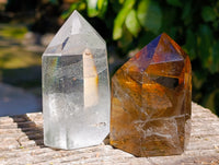 Polished Mixed Inclusion Quartz Crystals Including Citrine x 6 from Madagascar