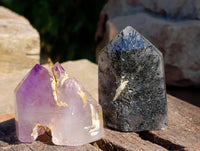 Polished Mixed Inclusion Quartz Crystals Including Citrine x 6 from Madagascar