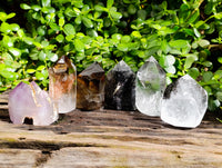 Polished Mixed Inclusion Quartz Crystals Including Citrine x 6 from Madagascar
