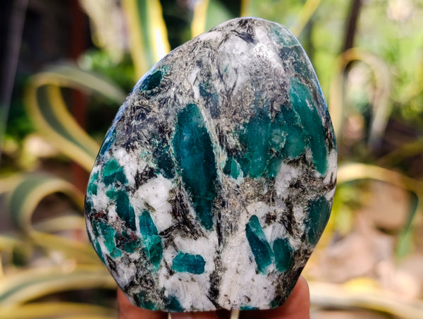 Polished Emerald Mica In Matrix Standing Free Forms x 3 From Mutoko, Zimbabwe