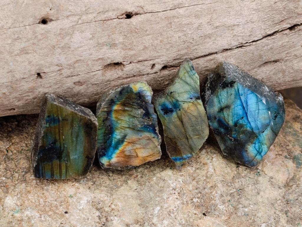 Polished On One Side Labradorite Plates x 70 From Tulear, Madagascar - Toprock Gemstones and Minerals 