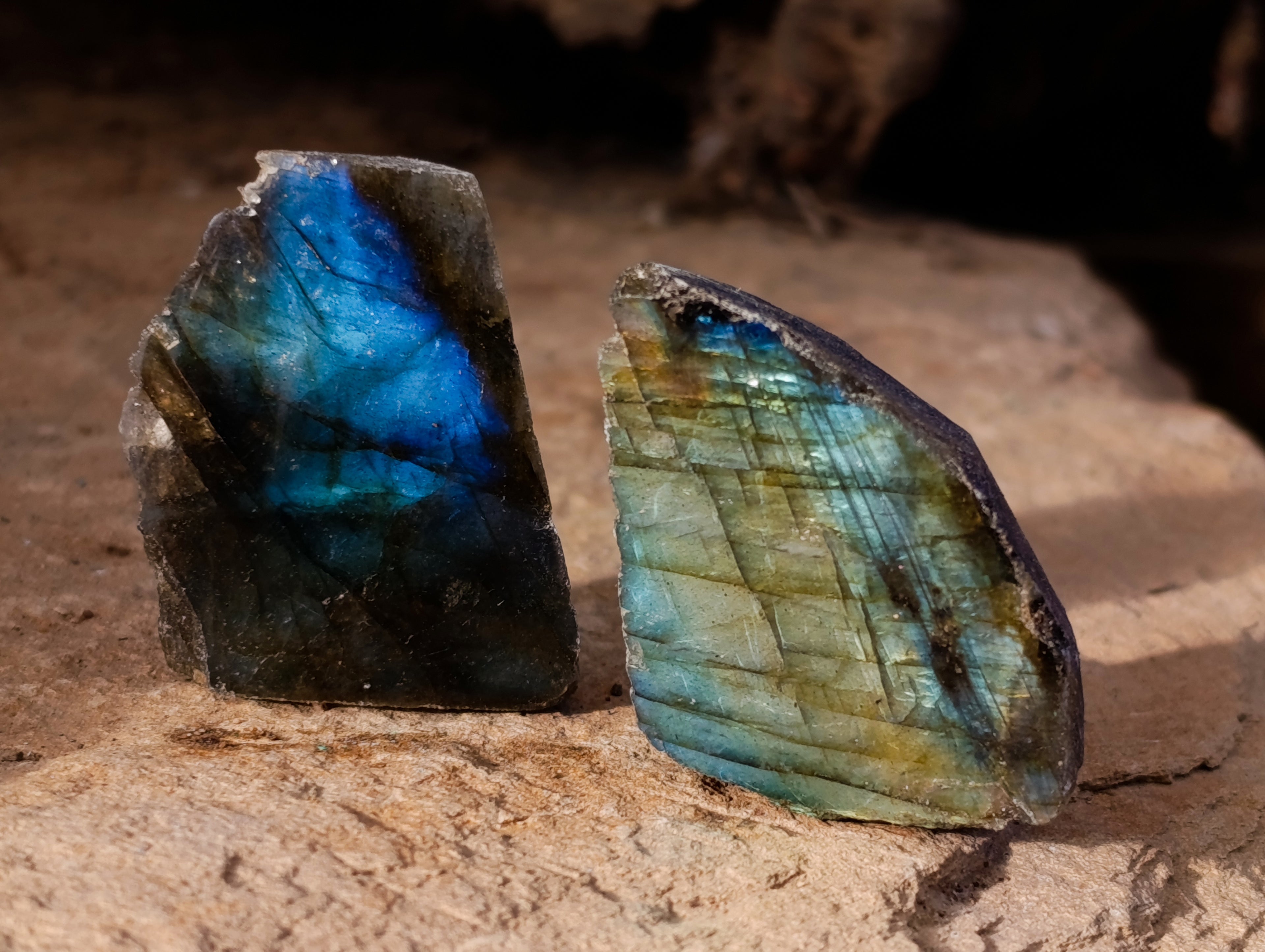 Polished On One Side Labradorite Plates x 70 From Tulear, Madagascar - Toprock Gemstones and Minerals 