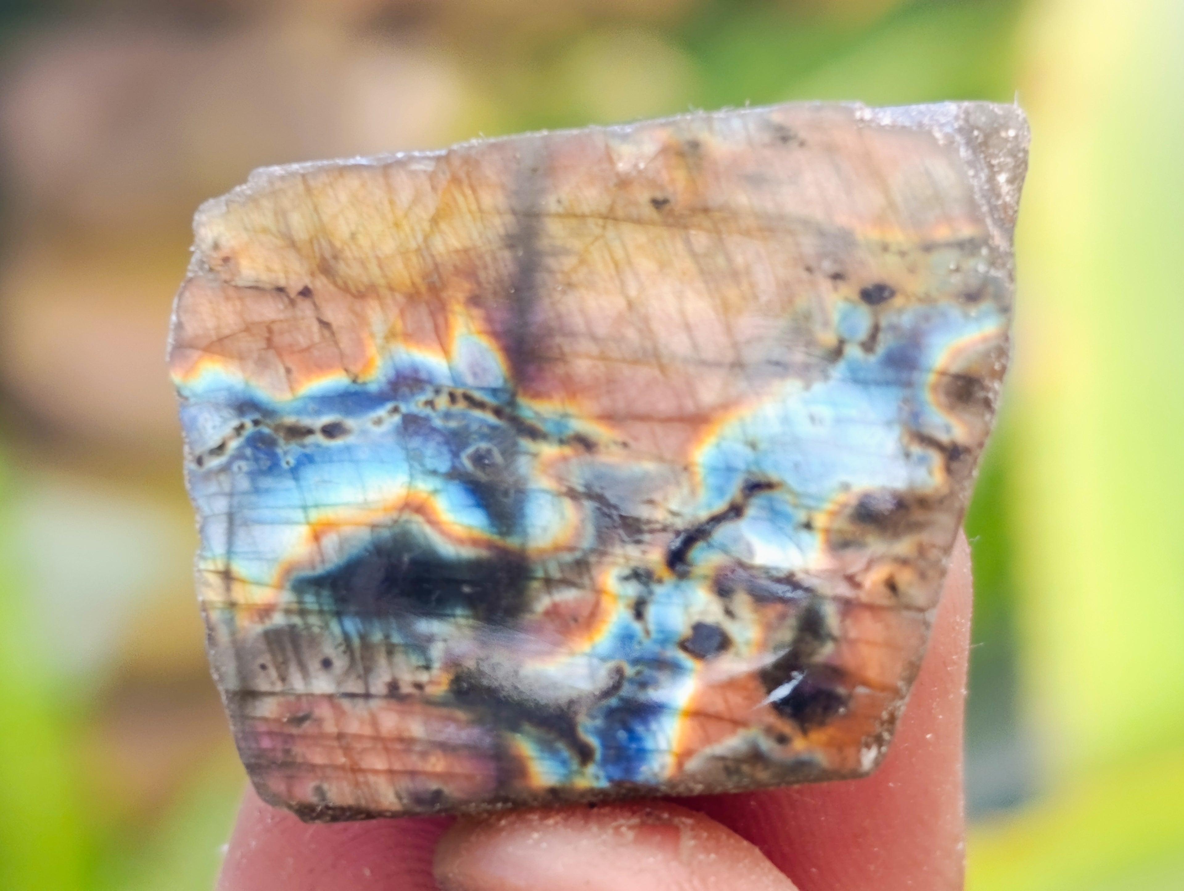 Polished On One Side Labradorite Plates x 70 From Tulear, Madagascar - Toprock Gemstones and Minerals 