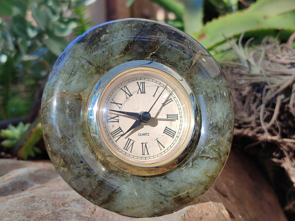 Polished Labradorite and Snakeskin Jasper Alarm Clocks x 2 From Tulear, Madagascar - Toprock Gemstones and Minerals 