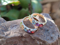 Polished Selection of 9 Carat Gold Plated Faceted Rings x 6 From Southern Africa