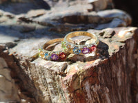 Polished Selection of 9 Carat Gold Plated Faceted Rings x 6 From Southern Africa