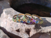 Polished Selection of 9 Carat Gold Plated Faceted Rings x 6 From Southern Africa