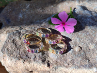Polished Selection of 9 Carat Gold Plated Faceted Rings x 6 From Southern Africa