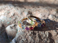Polished Selection of 9 Carat Gold Plated Faceted Rings x 6 From Southern Africa