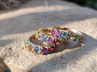 Polished Selection of 9 Carat Gold Plated Faceted Rings x 6 From Southern Africa