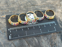 Polished Selection of 9 Carat Gold Plated Faceted Rings x 6 From Southern Africa