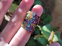 Polished Selection of 9 Carat Gold Plated Faceted Rings x 6 From Southern Africa