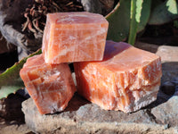 Natural Sunset Orange Rhombohedron Calcite Specimens x 6 From Spitzkop, Namibia - Toprock Gemstones and Minerals 