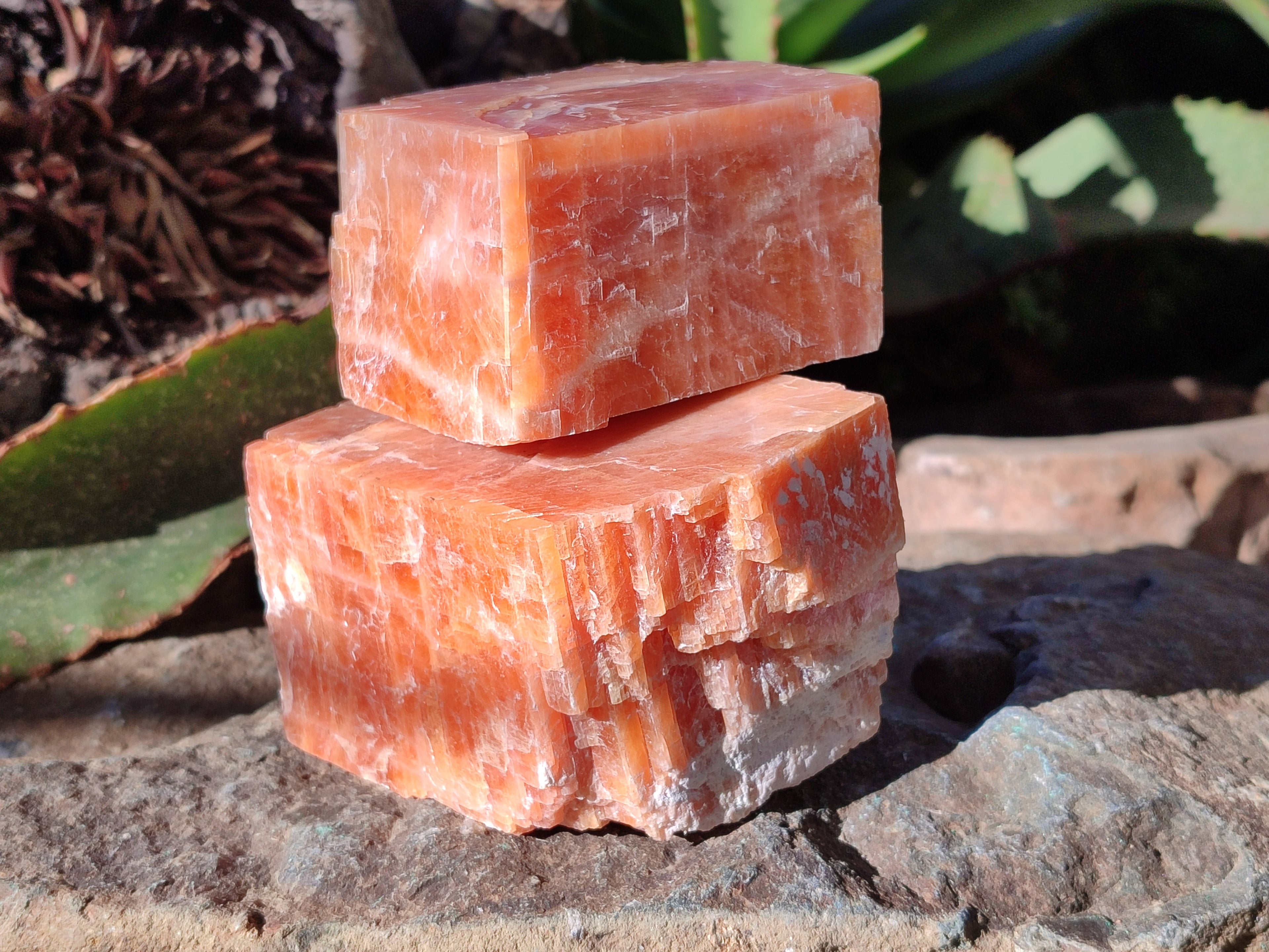 Natural Sunset Orange Rhombohedron Calcite Specimens x 6 From Spitzkop, Namibia - Toprock Gemstones and Minerals 