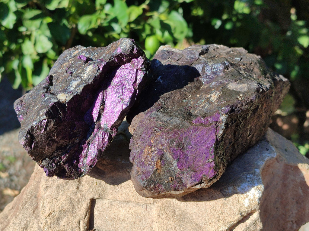 Natural Metallic Purpurite Cobbed Specimens x 3 From Erongo, Namibia - Toprock Gemstones and Minerals 