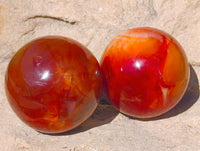 Polished Carnelian Agate Spheres x 6 From Madagascar - Toprock Gemstones and Minerals 