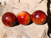 Polished Carnelian Agate Spheres x 6 From Madagascar - Toprock Gemstones and Minerals 