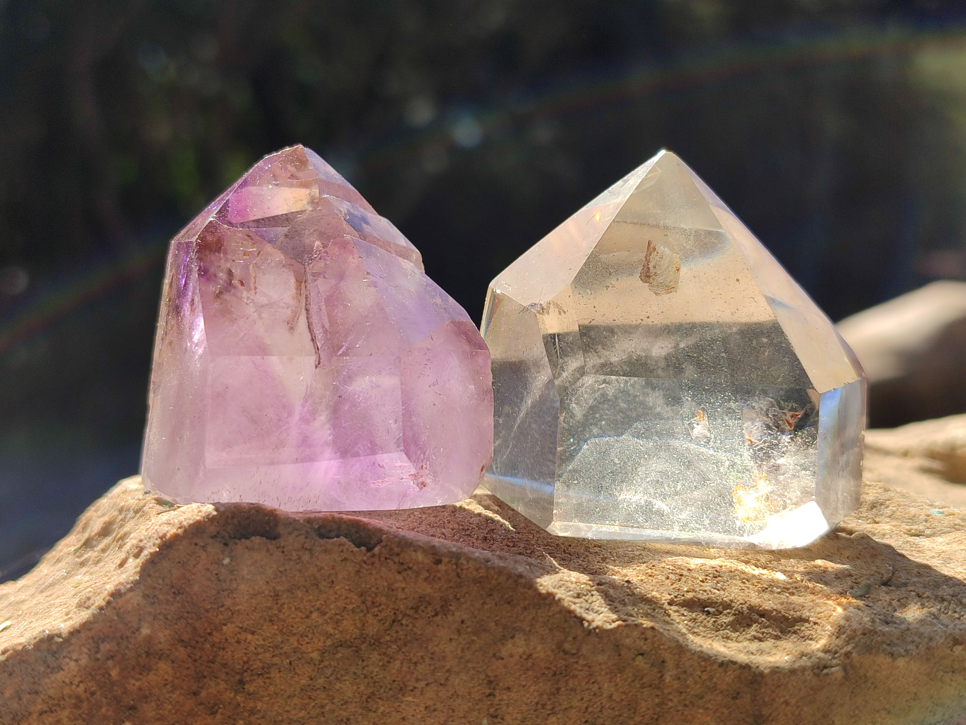 Polished Mixed Inclusion Quartz Crystals Including Rutile x 12 from Madagascar - Toprock Gemstones and Minerals 