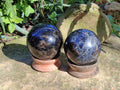 Polished Iolite Spheres x 2 From Ambatofinandrahana, Madagascar - Toprock Gemstones and Minerals 