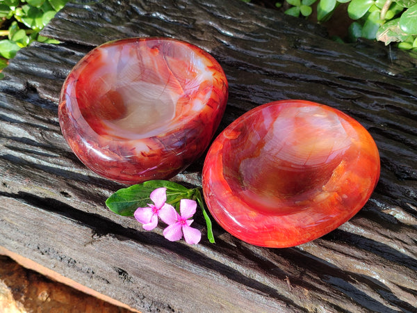 Polished Carnelian Bowls x 2 From Madagascar